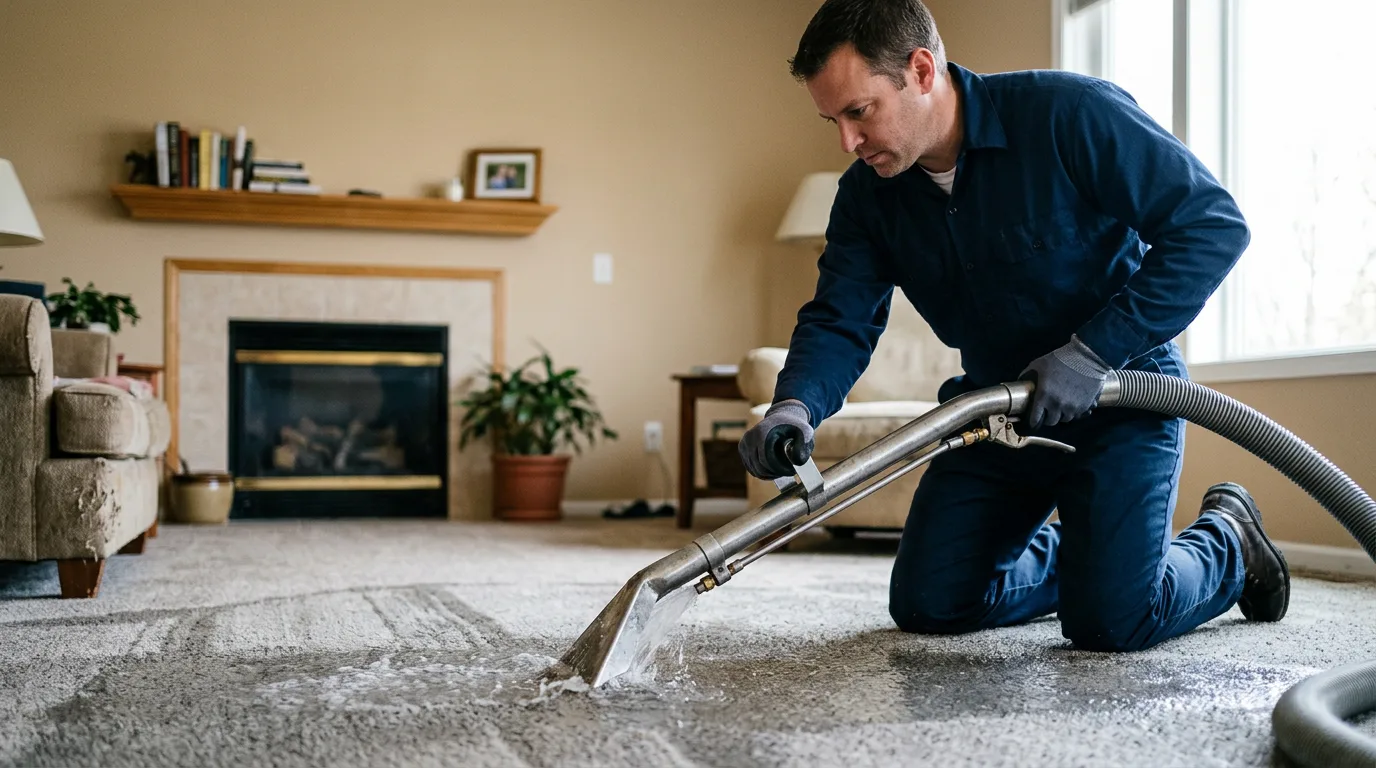 Water damage restoration technician working near Lyons, NJ